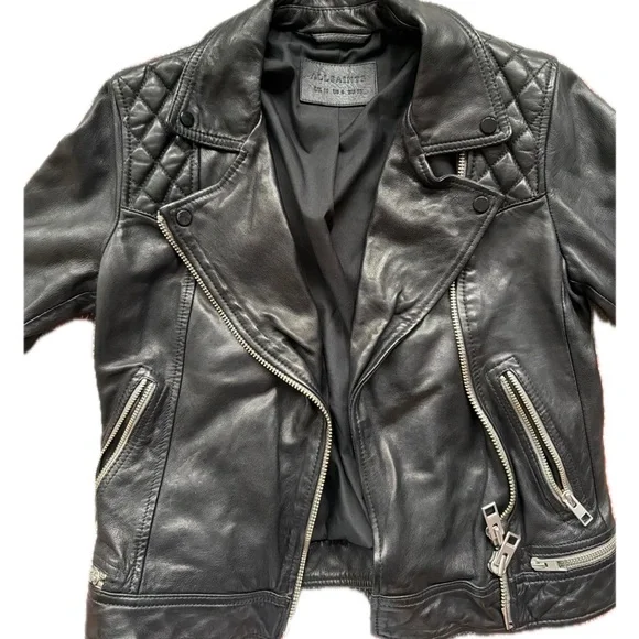 All Saints Conroy Leather Moto Jacket - Picture 4 of 6